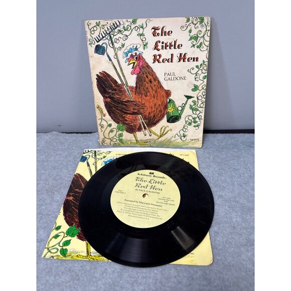 The Little Red Hen Book & Vinyl Record by Paul Galdone 1973 Scholastic Records N - Picture 2 of 5